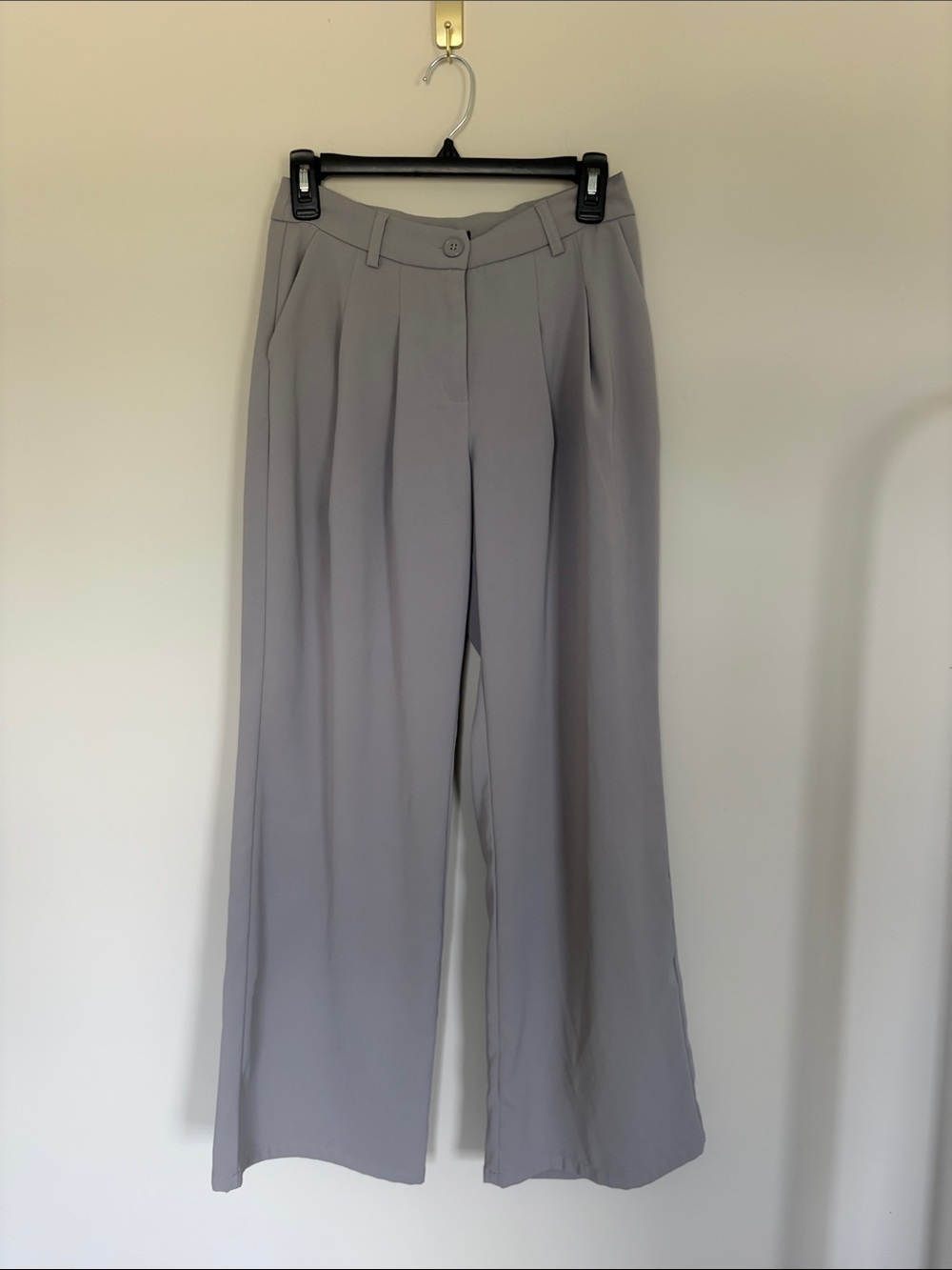 Forever 21 Wide Leg Pleated Pants in Light Gray